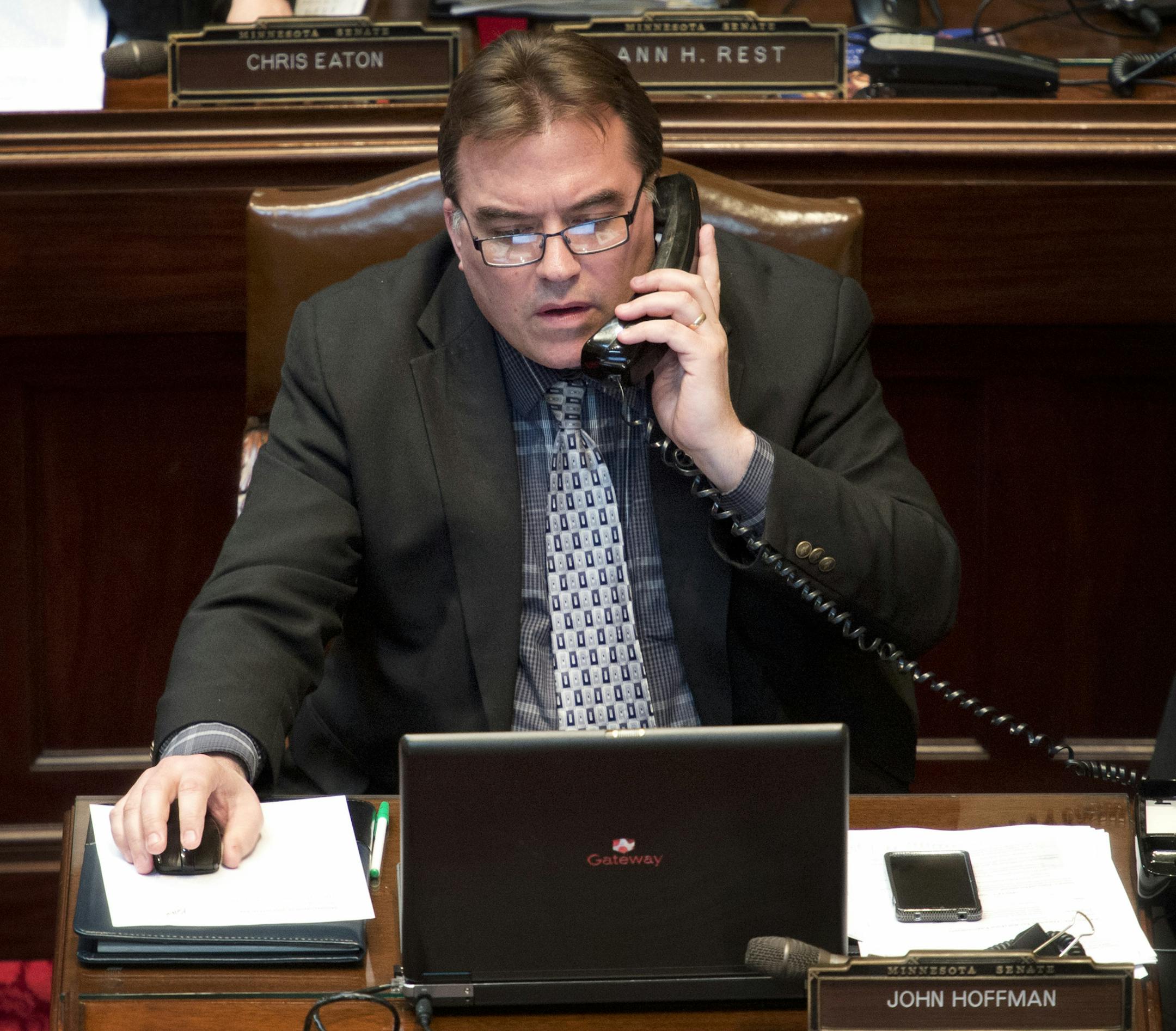 Sen John Hoffman, DFL-Champlin was one of the senators who changed his vote the second time around. It later passed 35-31 the second time around. Monday, April 29, 2013. ] GLEN STUBBE * gstubbe@startribune.com