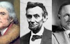 Star Tribune files Thomas Jefferson, Abraham Lincoln and Calvin Coolidge. ORG XMIT: MIN2012083111200223
