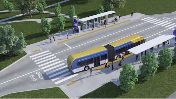 A rendering of a possible Gold Line bus rapid-transit project design.