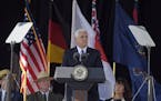 Vice President Mike Pence speaks during the service of remembrance tribute to the passengers and crew of United Flight 93 at the Flight 93 National Me