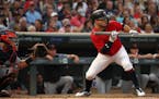Minnesota Twins center fielder Johnny Field (51) looks to bunt in the second inning against the Detroit Tigers Friday, Aug. 17, 2018 at Target Field i