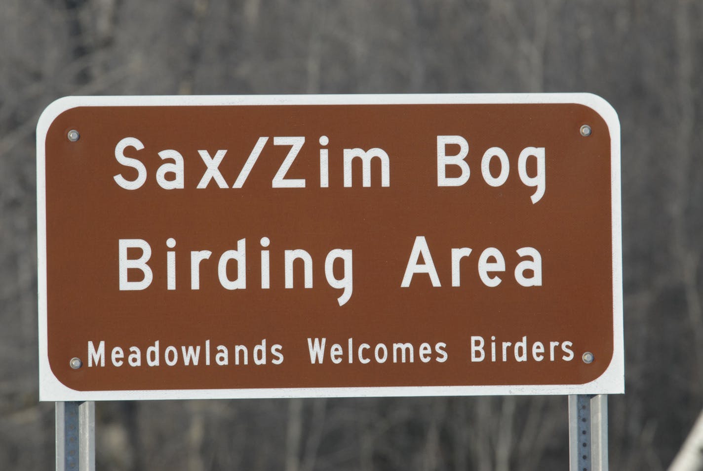 Sign to Sax/Zim Bog birding area near Meadowlands, Minn.