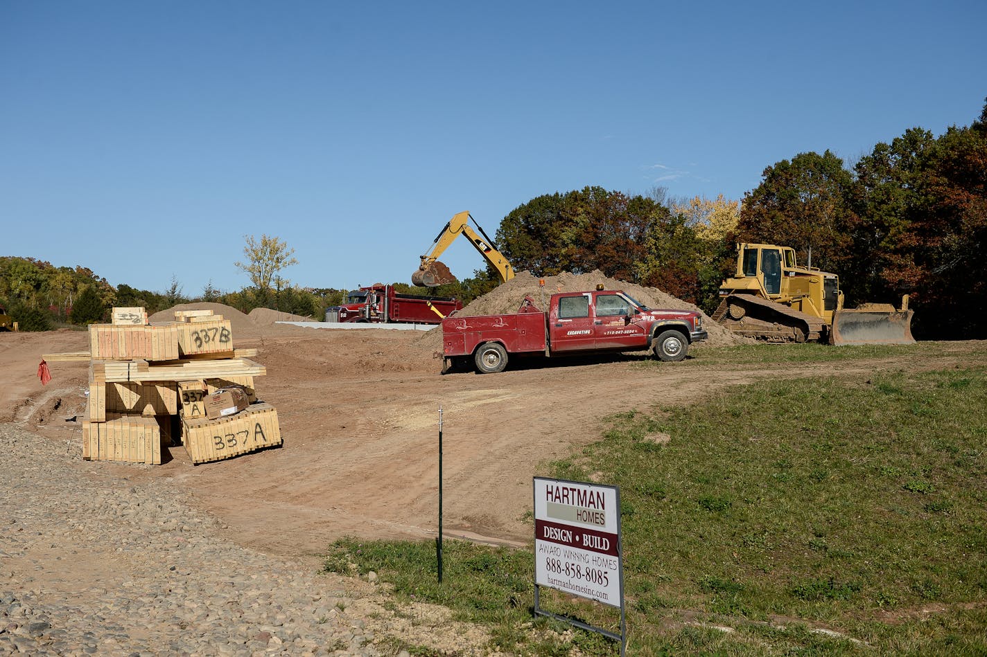 A home is under construction on a lot in Orchards of St. Croix Friday afternoon.