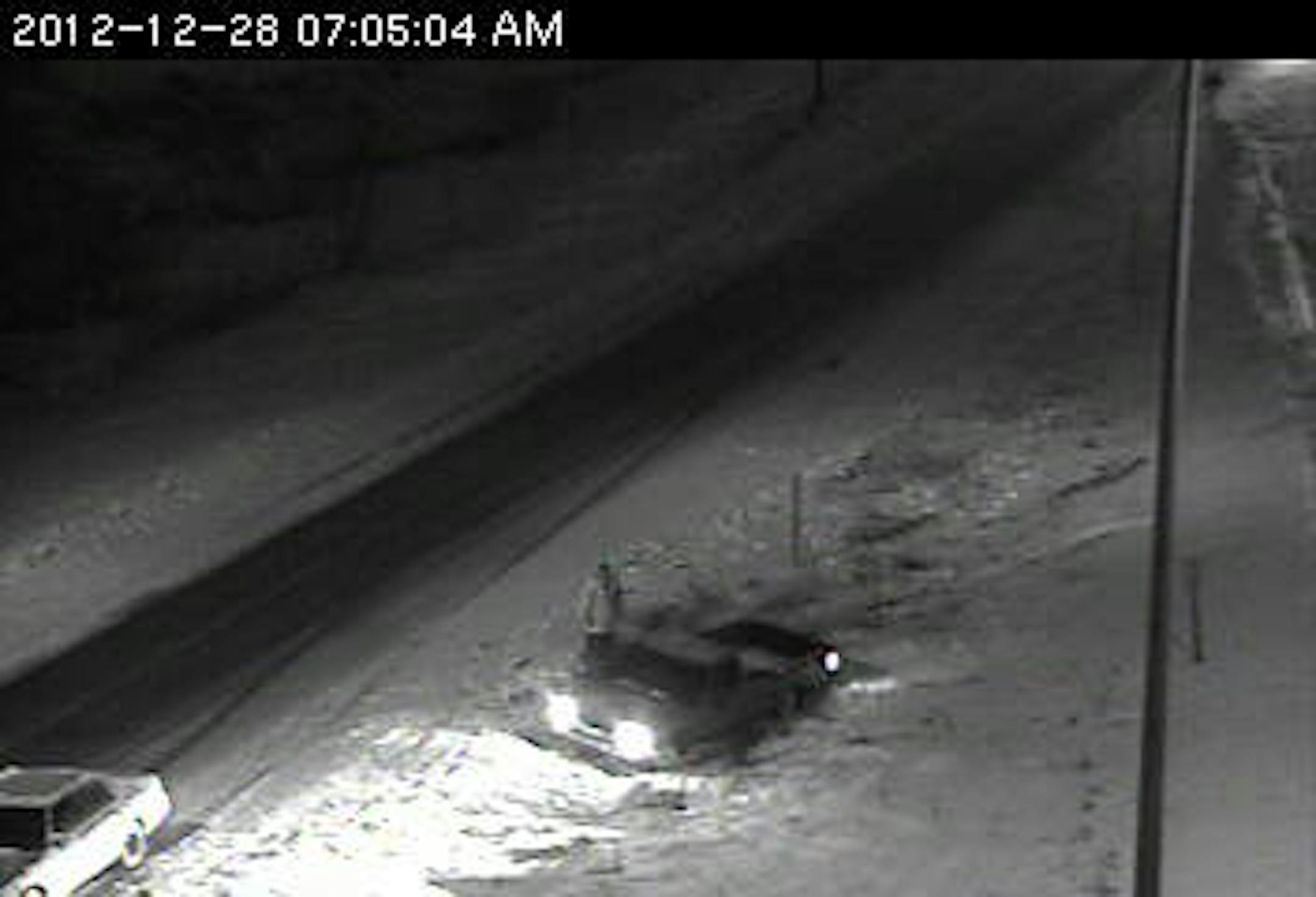 This pickup along the Crosstown in the east metro found its way off its intended path.