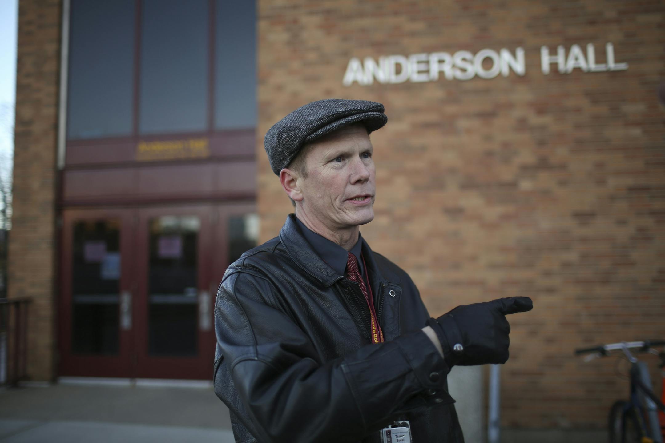 A man who showed a gun attempted to rob a woman in a hallway of Anderson Hall on the U of M's West Bank Monday afternoon, November 11, 2013. Spokesman Timothy Busse said she screamed and he fled through the underground tunnel system. University Services spokesman Timoth Busse outside Anderson Hall after the robbery attempt. ] JEFF WHEELER ‚Ä¢ jeff.wheeler@startribune.com