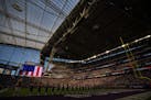 The National Anthem before the start of Sunday's game at US Bank Stadium between the Minnesota Vikings and Miami Dolphins.