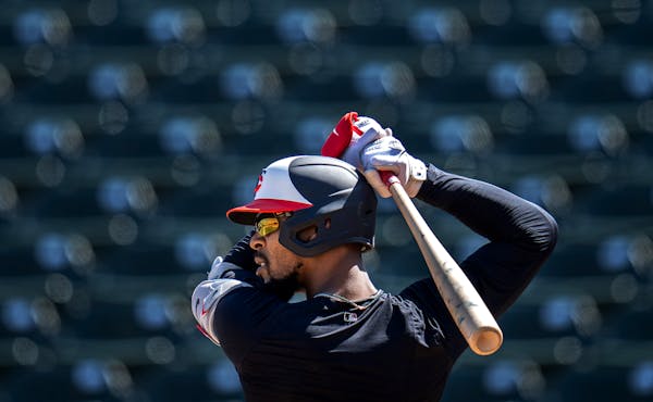 Byron Buxton faced live pitching during batting practice at Twins training camp in Fort Myers, Fla.
