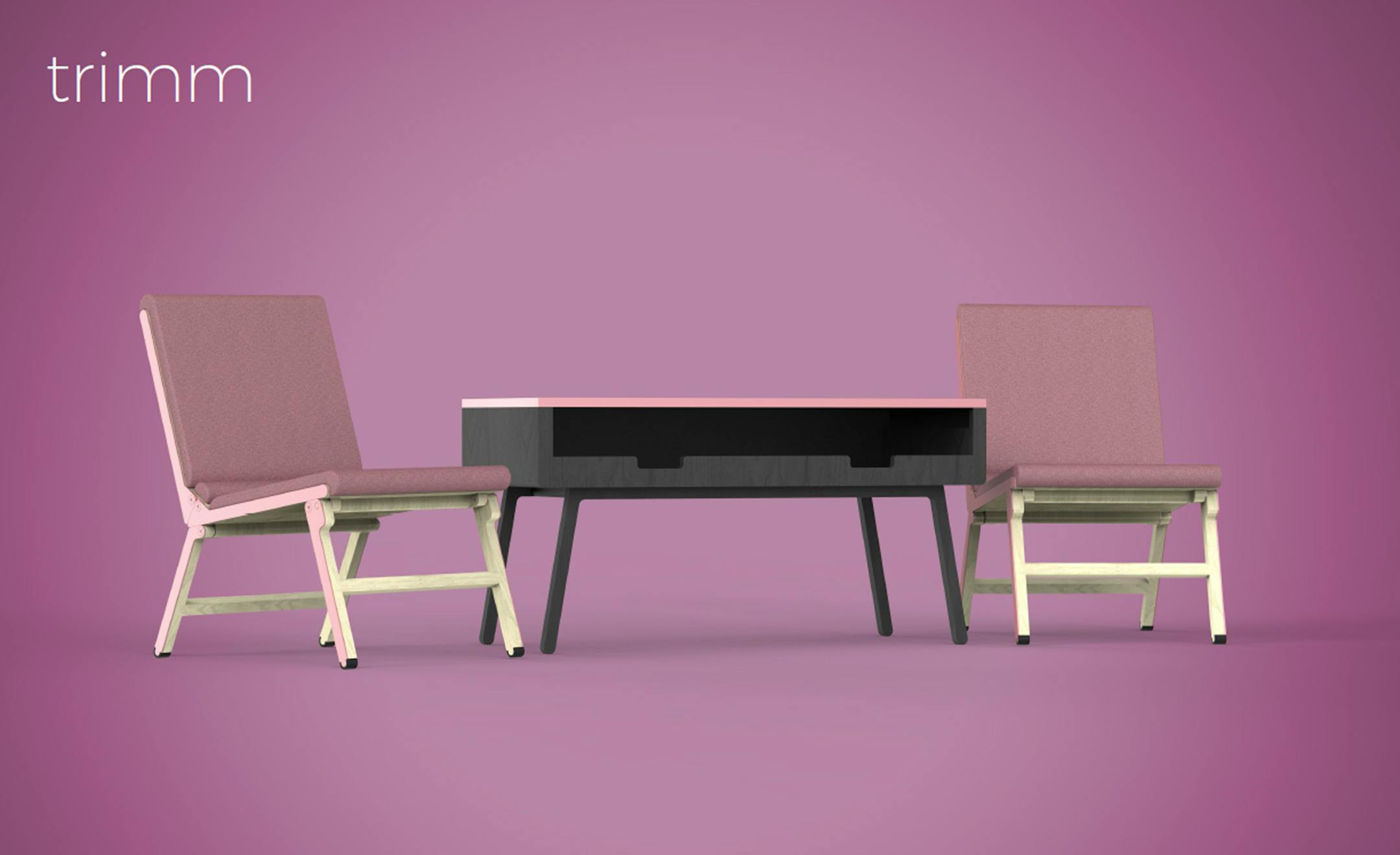 Keaton Van't Hull, a student from St. Michael, Minn. attending UW-Stout, won an award for designing this coffee table which stores two folding chairs.