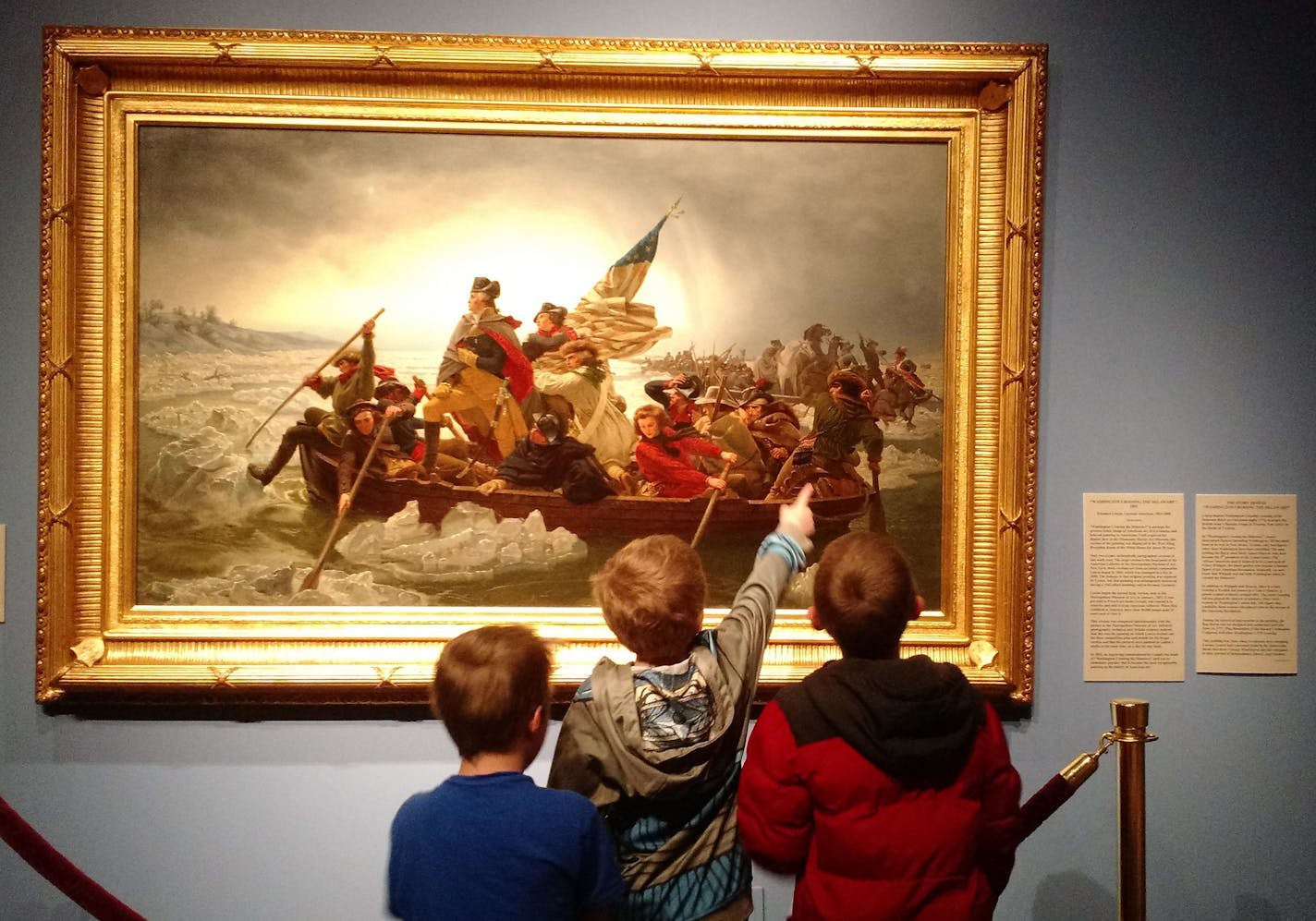 Children enjoy Emanuel Leutze&#xed;s 1851 painting &#xec;Washington Crossing the Delaware&#xee; at Winona&#xed;s Minnesota Marine Art Museum.