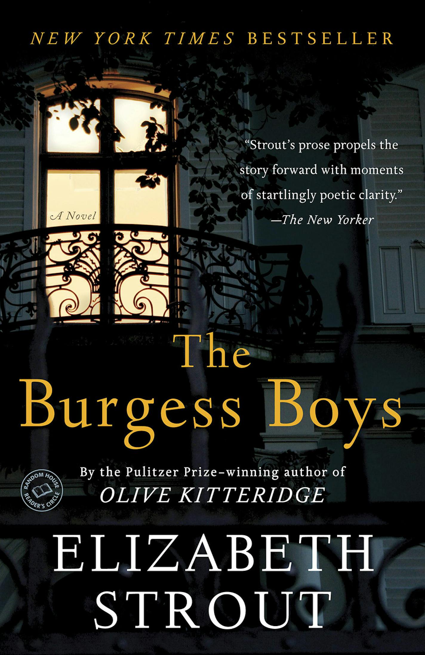 cover of The Burgess Boys is a photo of a lit window in a house at night