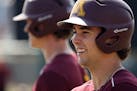 Minnesota infielder Terrin Vavra (6) laughed with his teammates during practice Thursday. ] ANTHONY SOUFFLE &#xef; anthony.souffle@startribune.com Gop