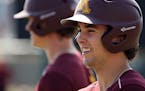 Minnesota infielder Terrin Vavra (6) laughed with his teammates during practice Thursday. ] ANTHONY SOUFFLE &#xef; anthony.souffle@startribune.com Gop