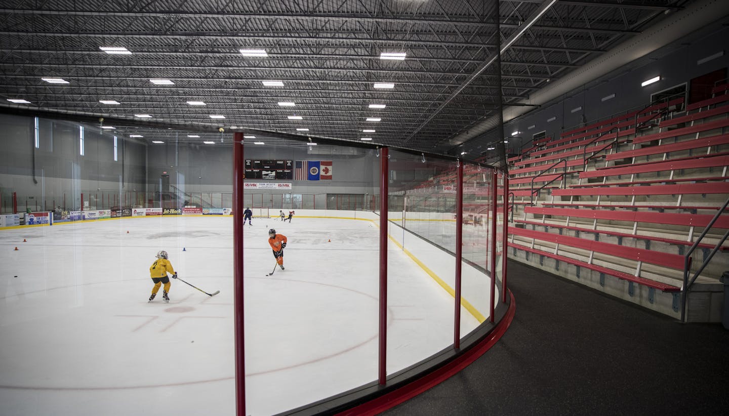 Hockey players practiced on one of the new ice arenas at the Shakopee Community Center on Friday, September 1, 2017, in Shakopee, Minn. ] RENEE JONES SCHNEIDER &#x2022; renee.jones@startribune.com