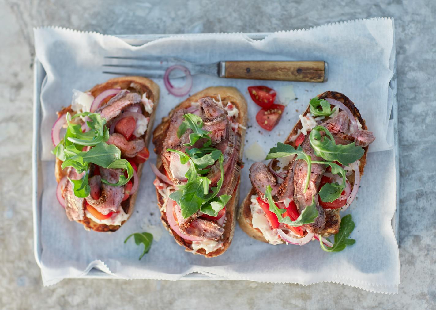 Steak with Arugula Sandwiches. Photo: Dennis Becker