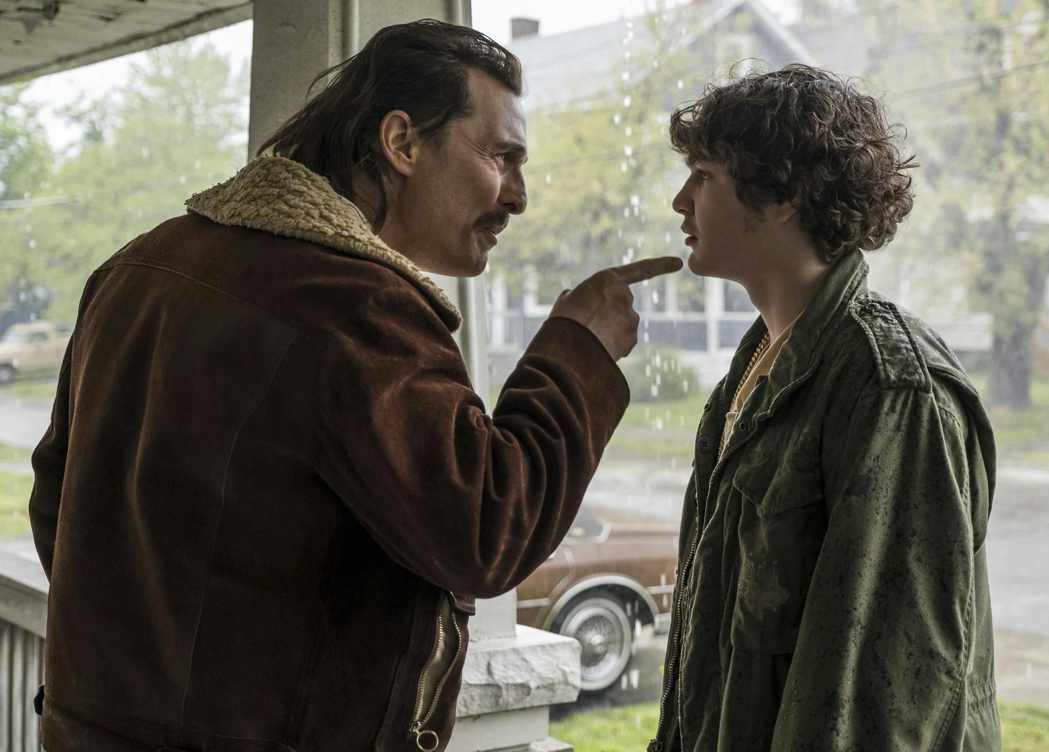 This image released by Sony Pictures shows and Matthew McConaughey, left, and Richie Merritt in a scene from "White Boy Rick." (Scott Garfield/Sony/Columbia Pictures and Studio 8 via AP)