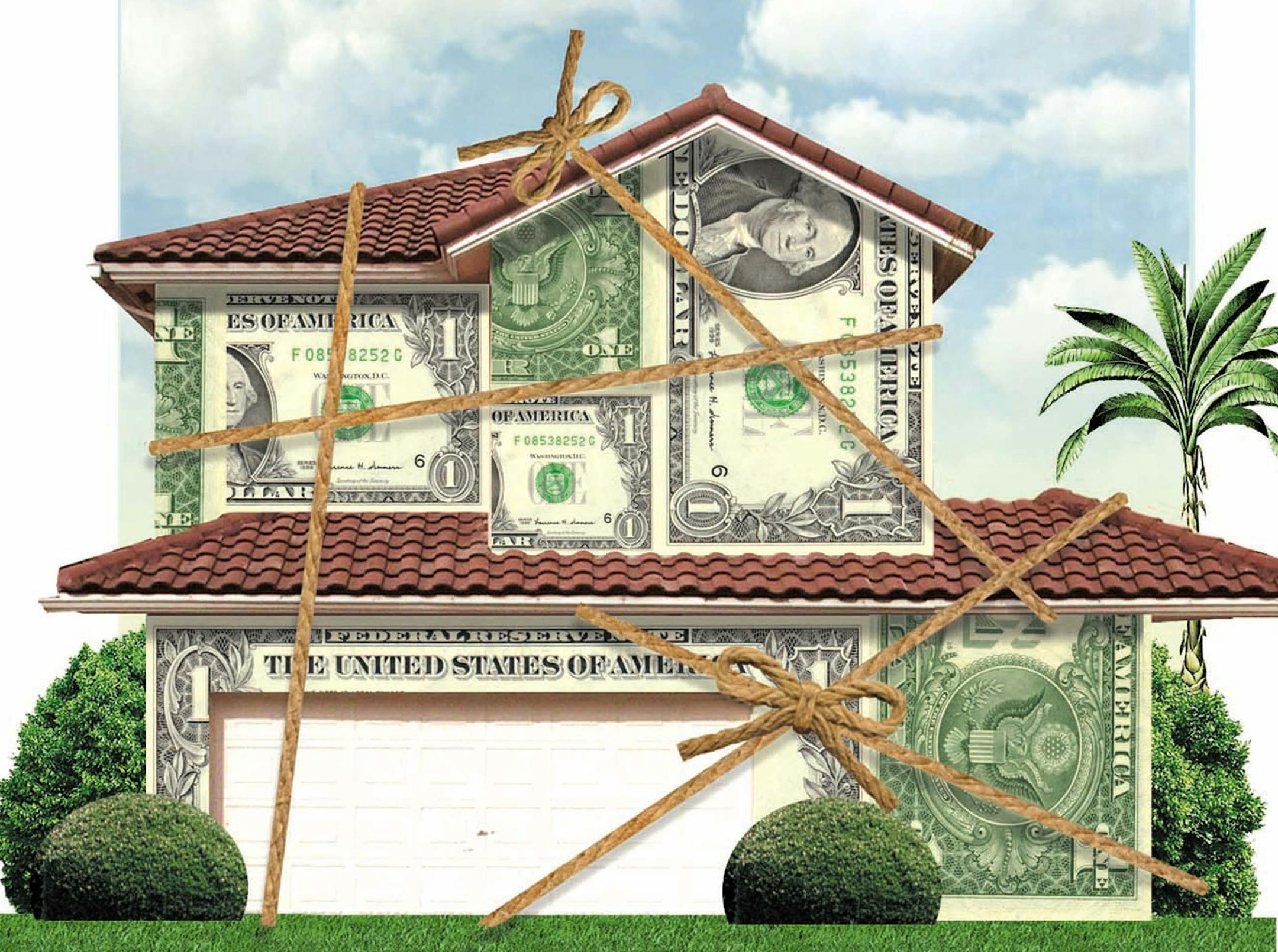 300 dpi 5 col x 10.5 in / 246x267 mm / 837x907 pixels Philip Brooker color illustration of a house wrapped in money; represents homeowner's insurance. The Miami Herald 2004 With REAL-INSURANCE, Knight Ridder by Harriet Johnson Brackey <p>
KEYWORDS: krtbusiness business krtnational national krtnamer north america krtrealestate real estate krtusbusiness u.s. us united states krt aseguramiento bienes inmuebles brooker coddington johnson brackey casa cuerda dinero financial security finanzas grabado