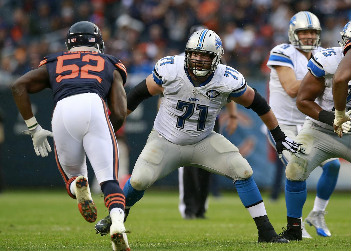 Riley Reiff (71) signed with the Vikings after starting his career with Detroit.