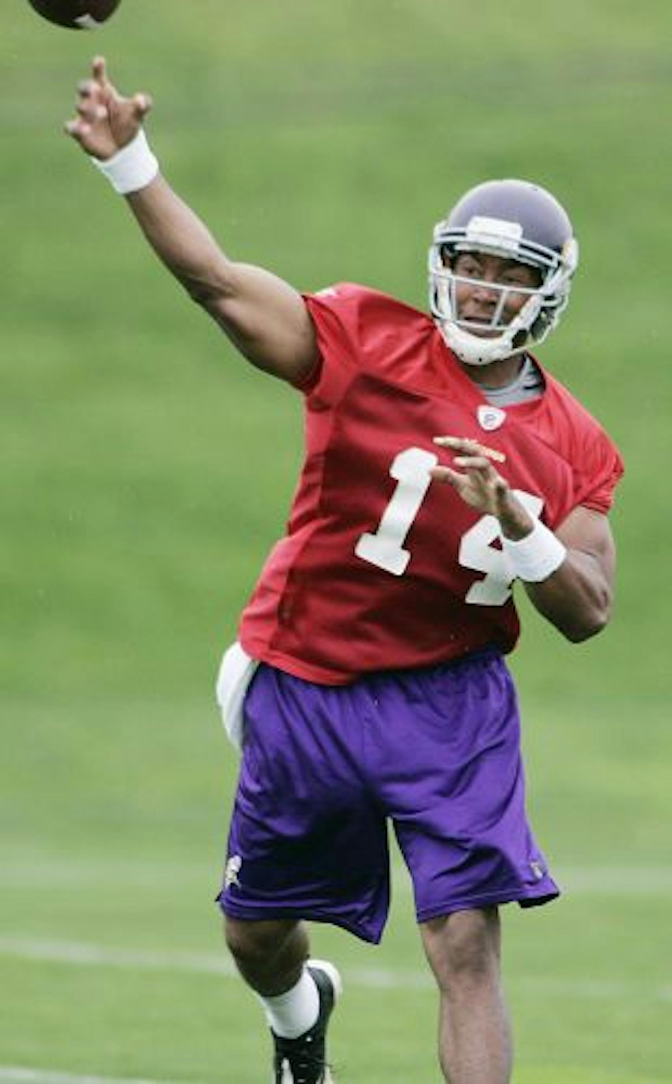 The Vikings reached agreements on four-year deals with sixth-round quarterback Joe Webb (pictured) and fifth-round offensive guard Chris DeGeare. The team has only two rookies left unsigned.