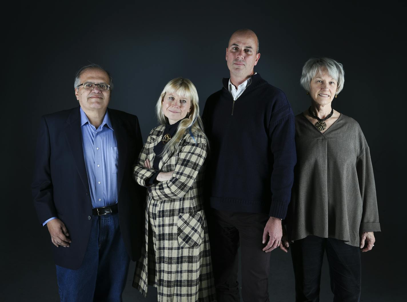 Local poets from the left; Ray Gonzalez, Lynette Reini-Grandell, Michael Bazzett and Alixa Doom, photographed in the studio in Minneapolis, Minn. on Wednesday, November 19, 2014. ] RENEE JONES SCHNEIDER &#x201a;&#xc4;&#xa2; reneejones@startribune.com