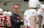 Nebraska head coach Scott Frost follows NCAA college football preseason practice in Lincoln, Neb., Wednesday, Aug. 14, 2019. (AP Photo/Nati Harnik) OR