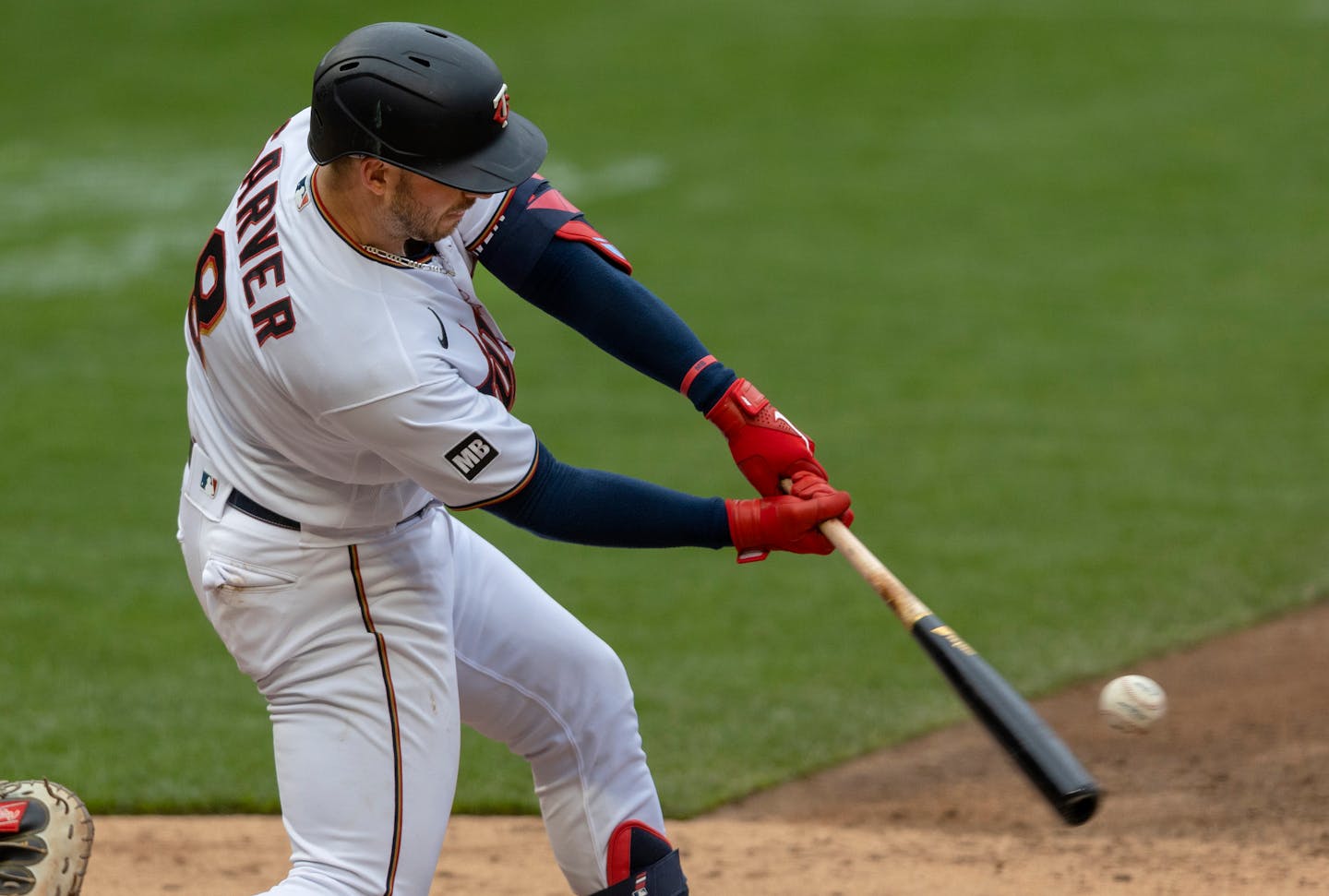 Mitch Garver (8) of the Minnesota Twins hit a three run homer in the third inning.