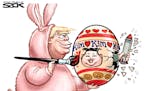 Sack cartoon: Trump and Kim