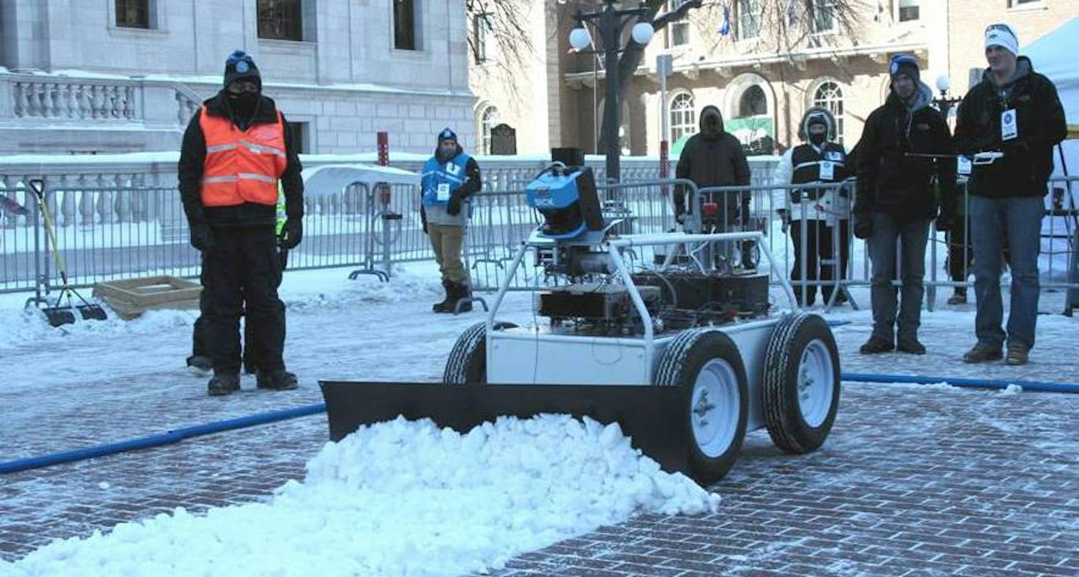 Competitor from last year's no-hands snowplow competiton at the St. Paul Winter Carnival