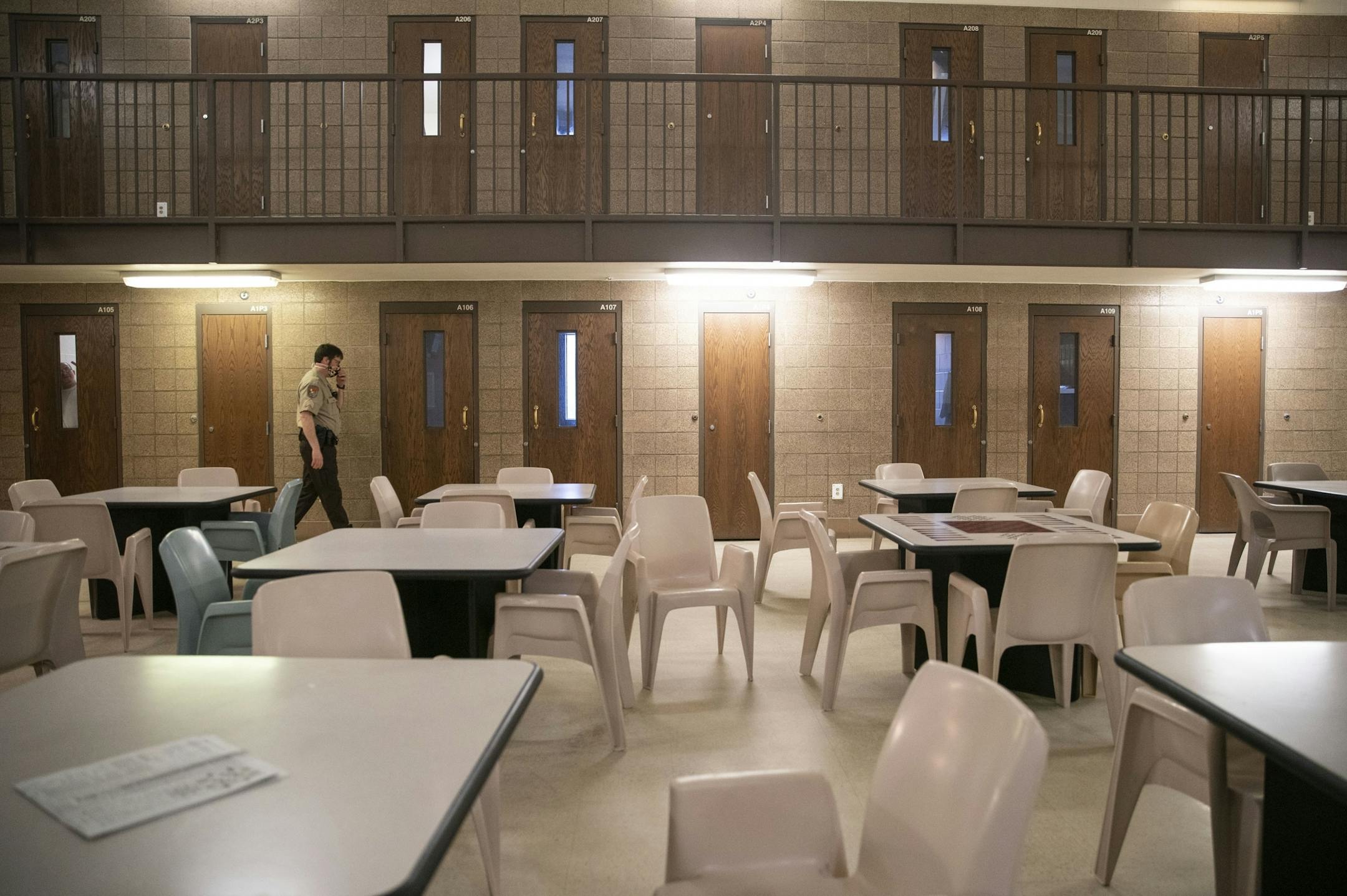 Sergeant Erich Stabs conducted a wellness check on inmates in the St. Louis County jail Tuesday morning.