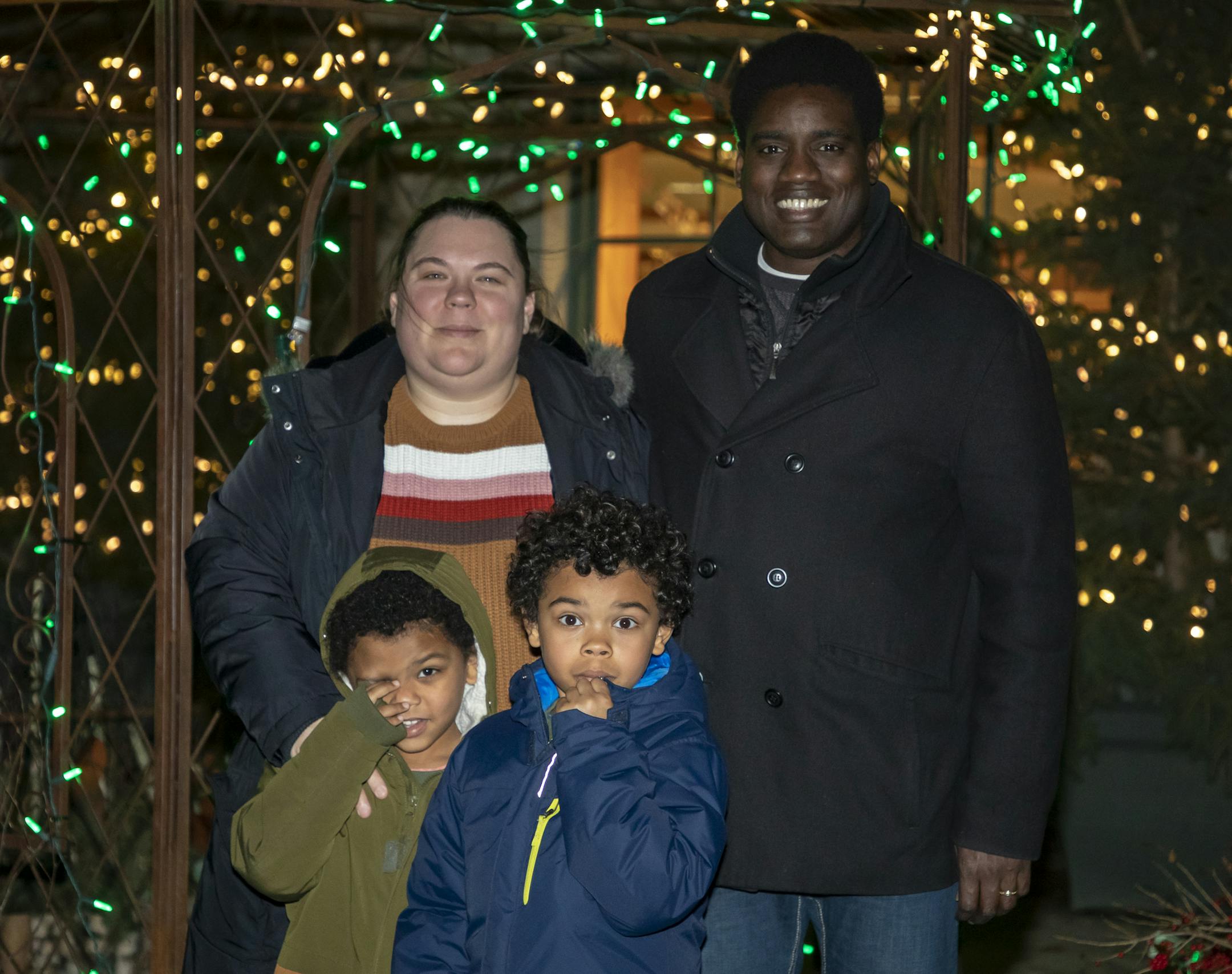 Angela & Emmanuel Johnson with Micah and Matthew at the 2019 Winter in Bloom exhibit at the Minnesota Landscape Arboretum. [ Special to Star Tribune, photo by Matt Blewett, Matte B Photography, matt@mattebphoto.com, Minnesota Landscape Arboretum, Winter in Bloom, Minnesota, SAXO 1009874394 FACE120819