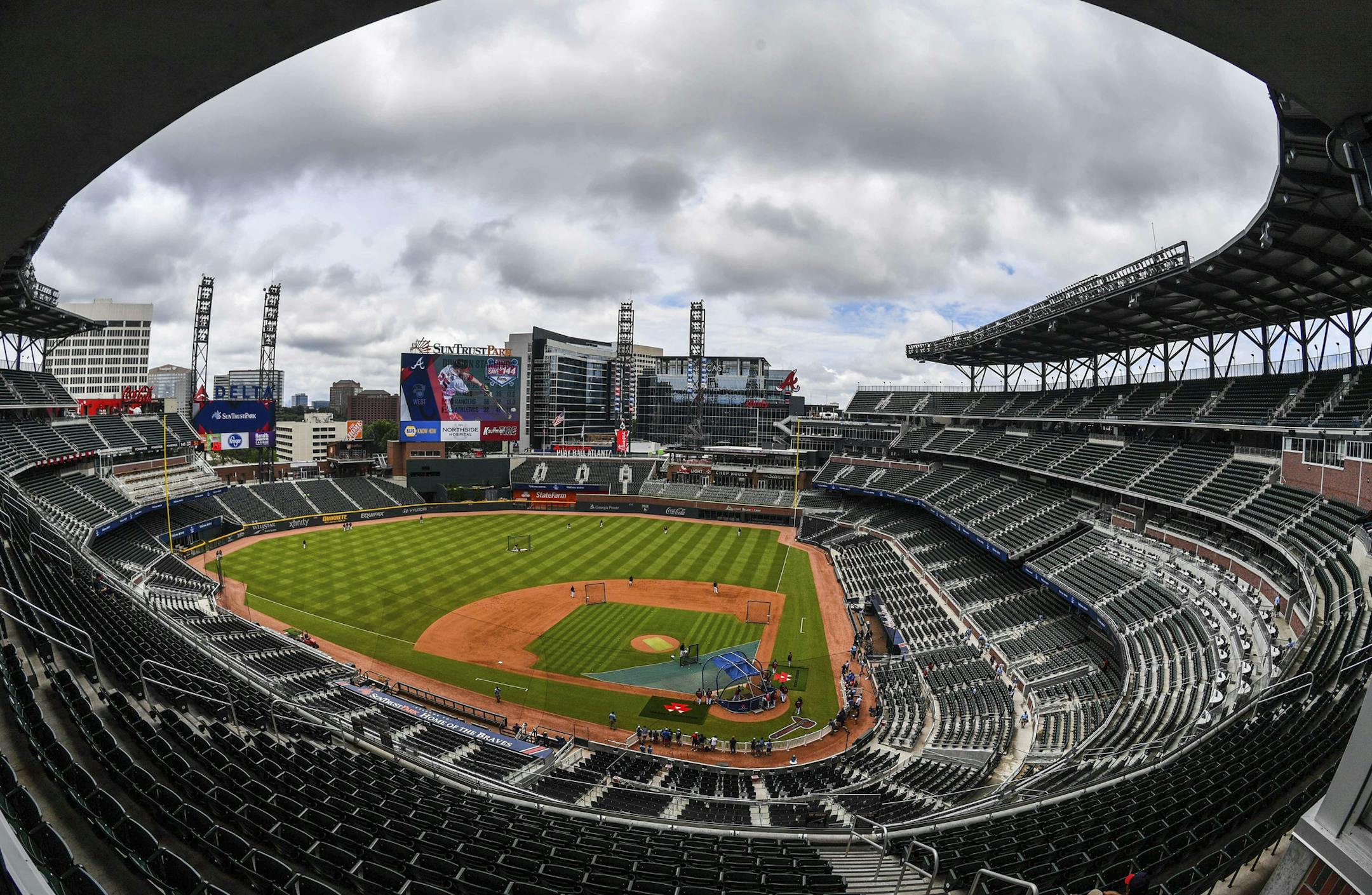 SunTrust Park is viewed before a baseball game between the Milwaukee Brewers and the Atlanta Braves on Saturday, June 24, 2017, in Atlanta. (AP Photo/Danny Karnik) ORG XMIT: GADK101