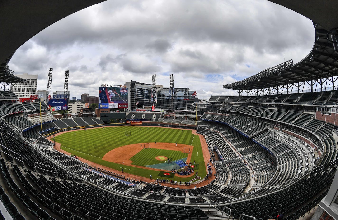 SunTrust Park is viewed before a baseball game between the Milwaukee Brewers and the Atlanta Braves on Saturday, June 24, 2017, in Atlanta. (AP Photo/Danny Karnik) ORG XMIT: GADK101