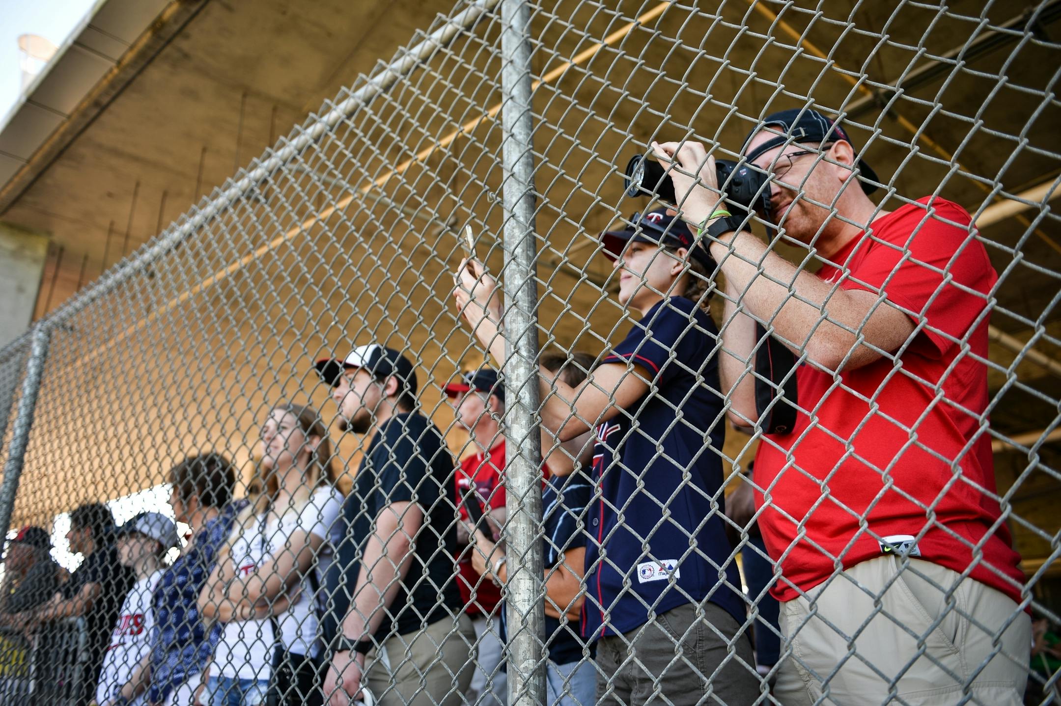 Twins fans watched and took pictures of infield practice Sunday.