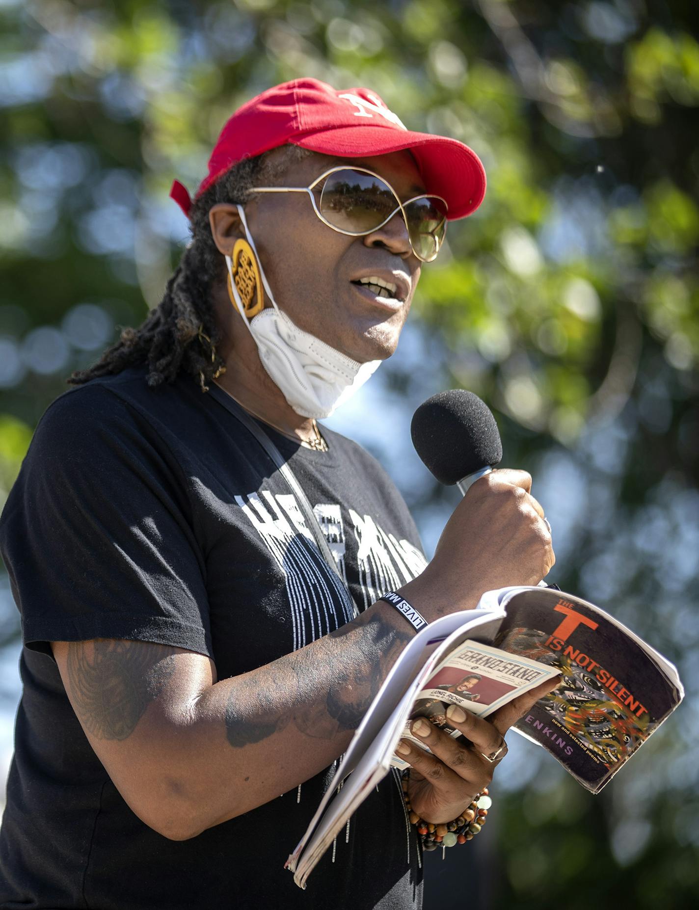 Andrea Jenkins vice president of the Minneapolis City Council spoke to community members at "The Path Forward" meeting at Powerhorn Park, a meeting between Minneapolis City Council and community members.] Jerry Holt •Jerry.Holt@startribune.com "The Path Forward," a meeting between the community and Minneapolis City Council members was held Powderhorn Park Sunday June 7, 2020 in Minneapolis,MN. The focused of the meeting was to defund the Minneapolis Police Department..