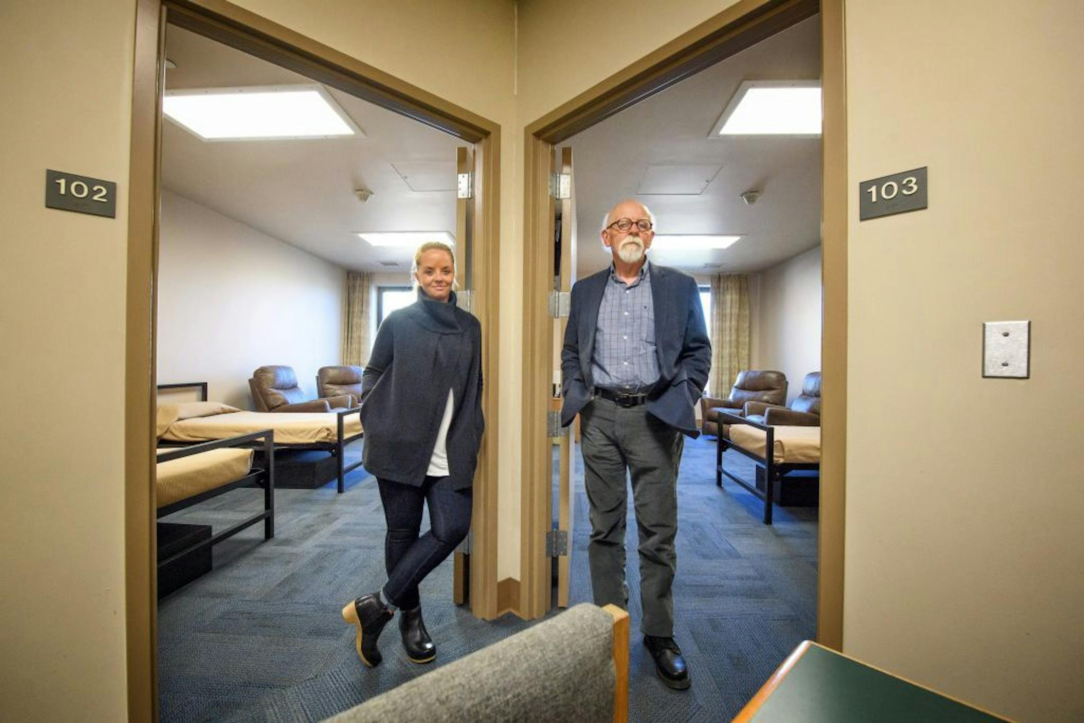 Julie Seitz, Director of the Center for Alcohol and Drug Treatment in Duluth and Gary Olson, CEO, Center for Alcohol & Drug Treatment in the clinic where they hope to soon treat people addicted to opioids.