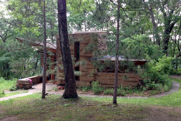 Designed by Frank Lloyd Wright in 1958, the Seth Peterson Cottage is tucked away in a heavily wooded corner of Mirror Lake State Park near Lake Delton