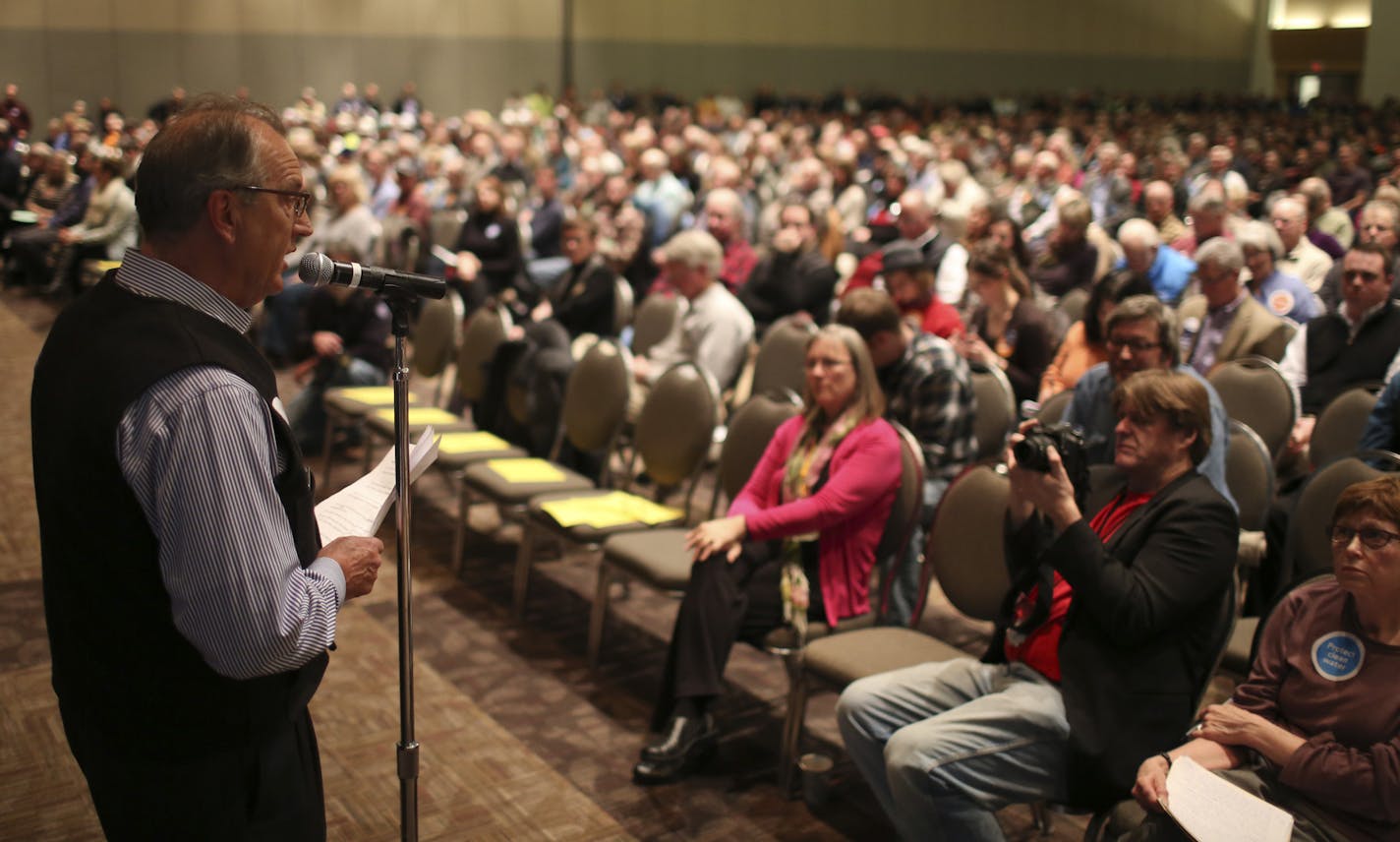 The third public hearing on the Supplemental Draft Environmental Impact Statement for PolyMet's proposed NorthMet mine took place Tuesday night, January 28, 2013 at RiverCentre in St. Paul. Another speaker who's name was drawn, gave his time to Harry Melander of Mahtomedi, president of the St. Paul Building & Construction Trades Council, who spoke in support of the mining project. ] JEFF WHEELER &#x201a;&#xc4;&#xa2; jeff.wheeler@startribune.com