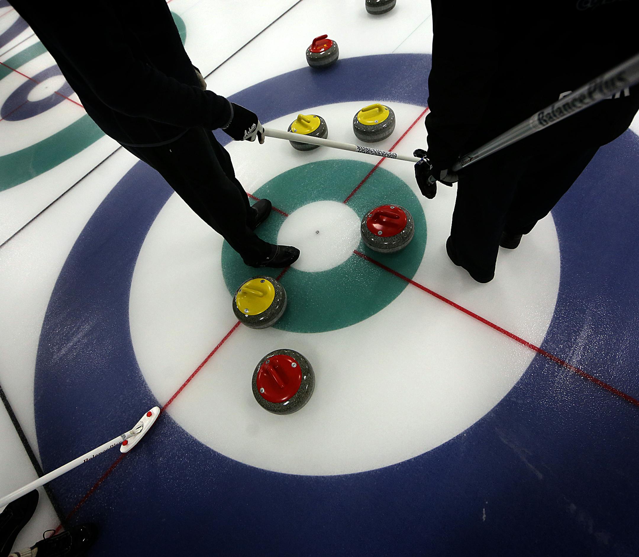 Forty-pound, granite stones are used during a curling match. ] JIM GEHRZ ï james.gehrz@startribune.com / Blaine, MN / August 6, 2015 / 10:00 AM ñ BACKGROUND INFORMATION: The Four Seasons Curling Club at Fogerty Arena was named an official U.S. Olympic Training Site. Fogerty Arena is the 18th Olympic Training Site in the United States and the first of its kind in Minnesota. It is the only U.S. Olympic Training Site dedicated to the sport of curling.