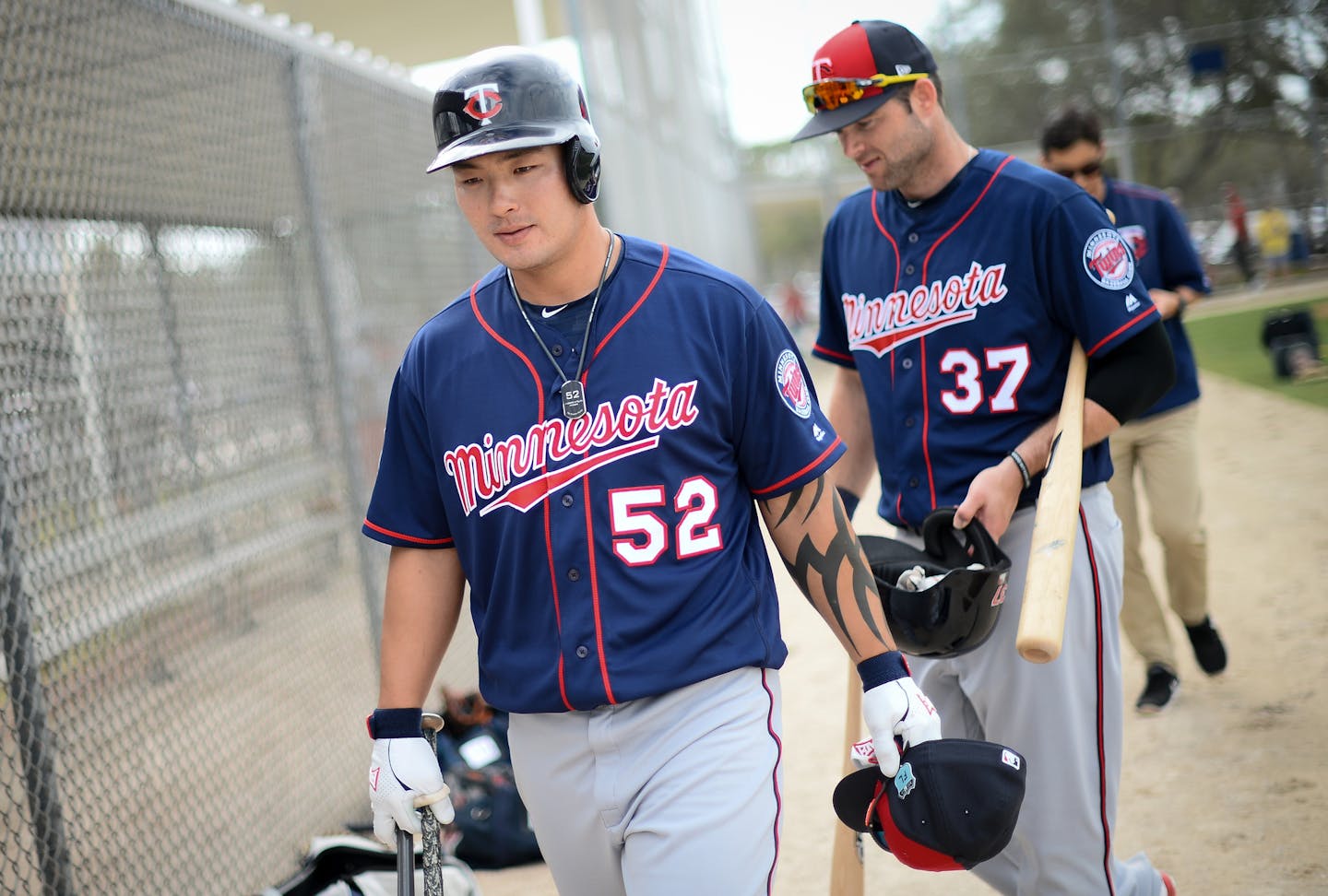 Minnesota Twins first baseman hitter Byung Ho Park (52) made his way to infield training after warmups Tuesday morning. ] AARON LAVINSKY &#x2022; aaron.lavinsky@startribune.com Minnesota Twins players took part in Spring Training on Monday, Feb. 20, 2017 at CenturyLink Sports Complex in Fort Myers, Fla.