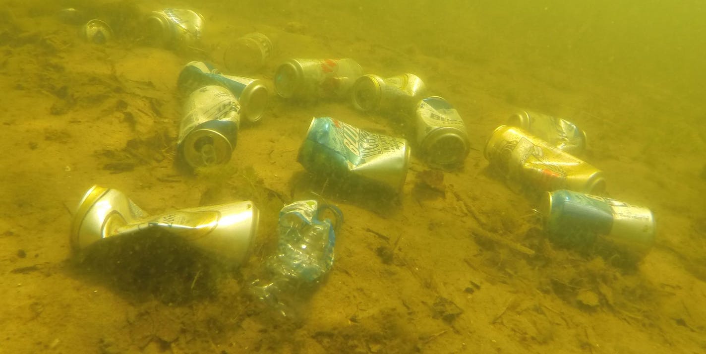 Submitted photo from Gabriel Jabbour, owner of Tonka Bay Marina, of trash found underwater near Big Island on Lake Minnetonka in summer 2014.