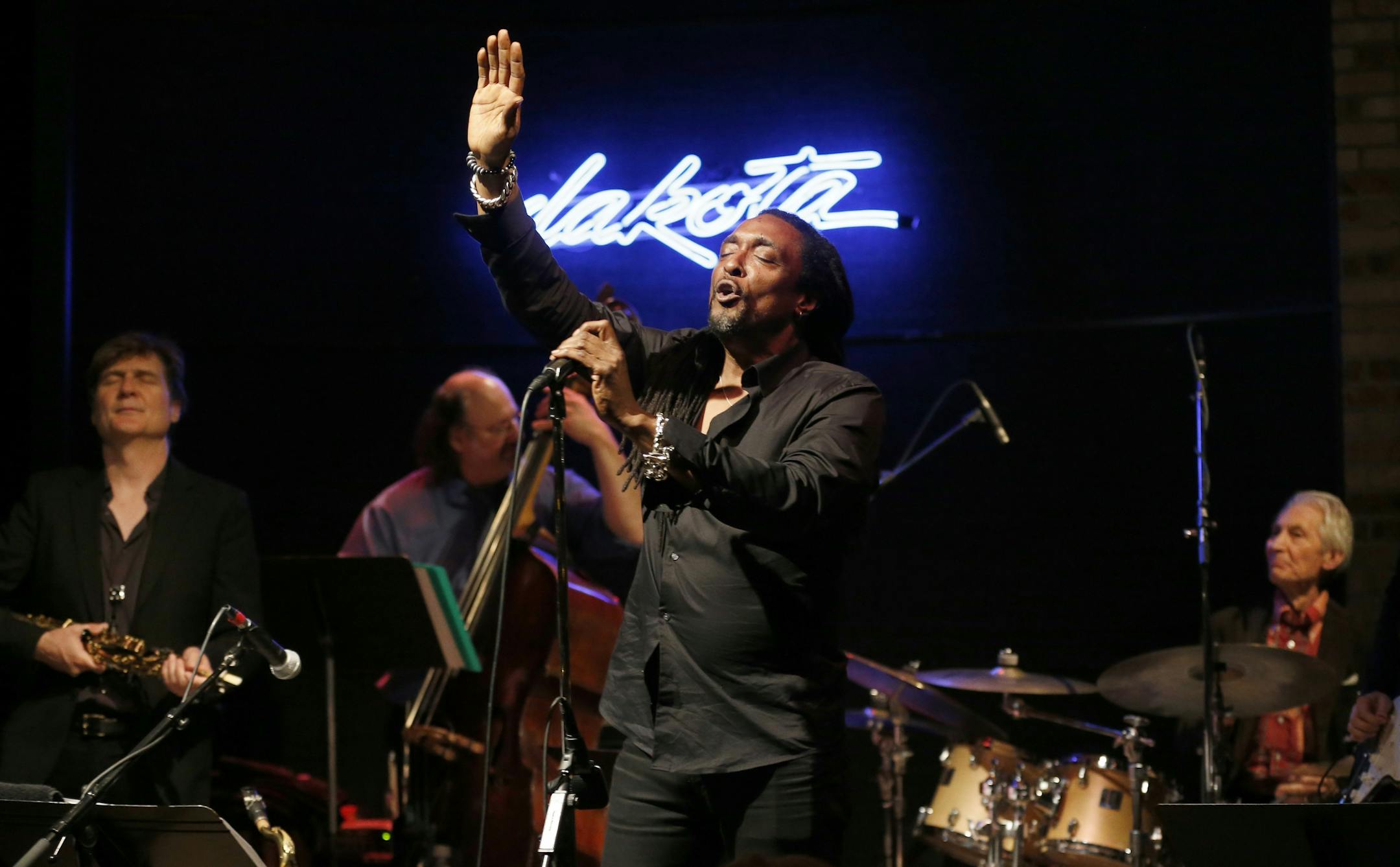 Rolling Stones drummer Charlie Watts sat in with Band 2 at the Dakota Jazz Club. Band 2 features Tim Ries (saxophone) and Bernard Fowler (vocals). Ries and Fowler are currently touring with The Rolling Stones.