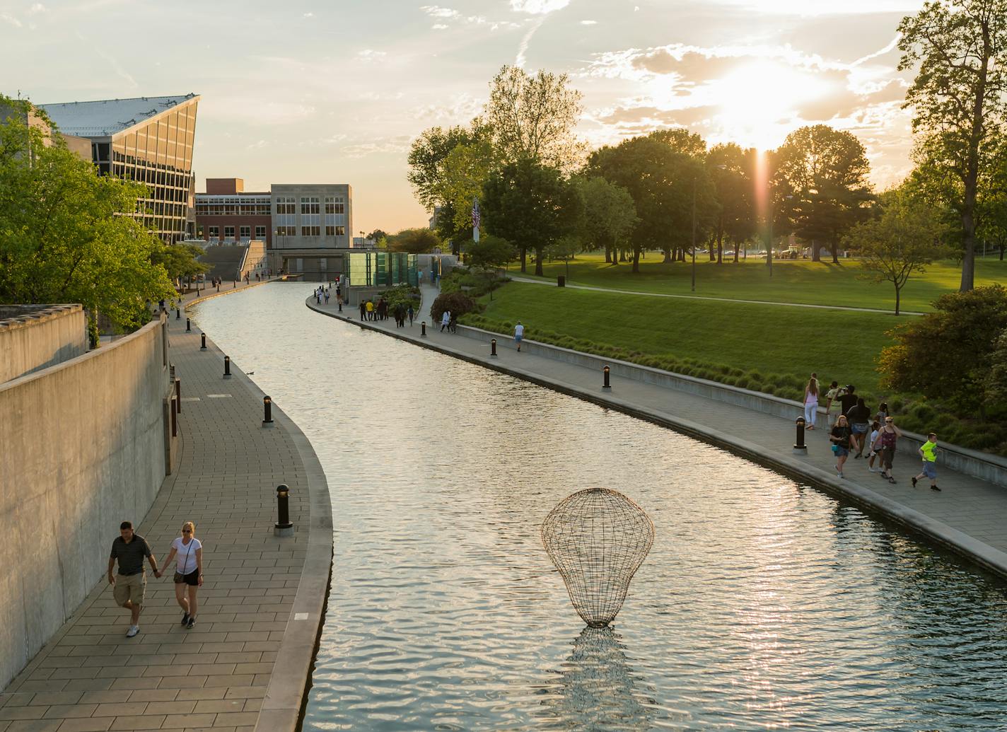 FILE -- The White River State Park in downtown Indianapolis, May 14, 2017. The city was one of 20 shortlisted as Amazon announced that it had narrowed down its list of potential second headquarters sites from 238 bids on Jan. 18, 2018. (Stacy Able/The New York Times)