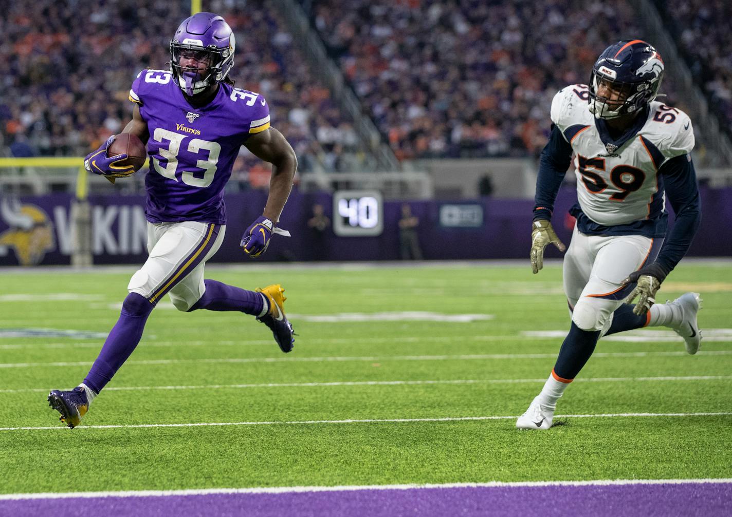 Minnesota Vikings running back Dalvin Cook ran in for a touchdown in the fourth quarter.