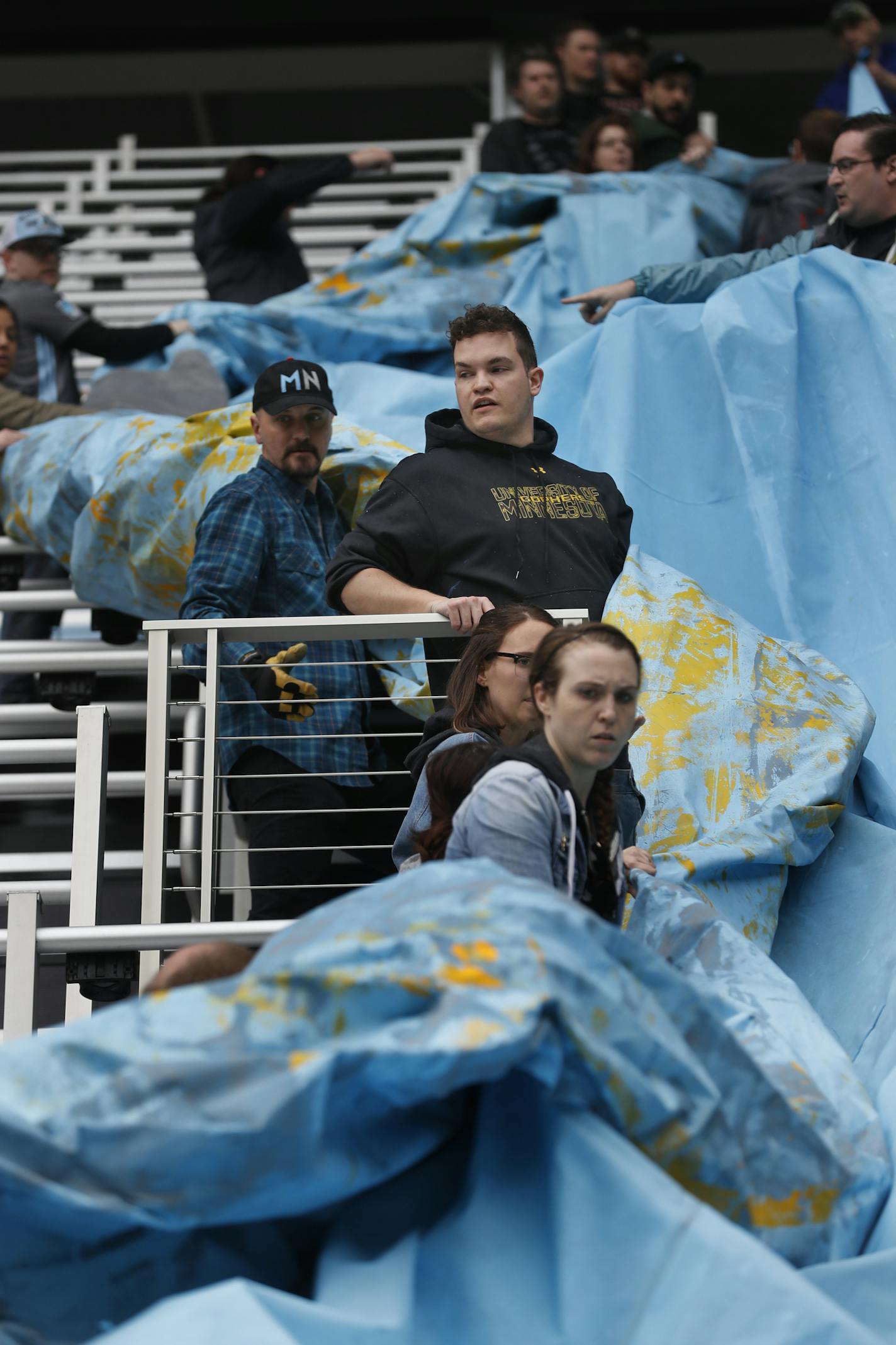 Several dozen volunteers unfurled one of pieces of the tifo for the first time. ] It's the "tifo," a tradition among soccer support groups worldwide to demonstrate their loyalty to the team. RICHARD TSONG-TAATARII &#xa5; richard.tsong-taatarii@startribune.com