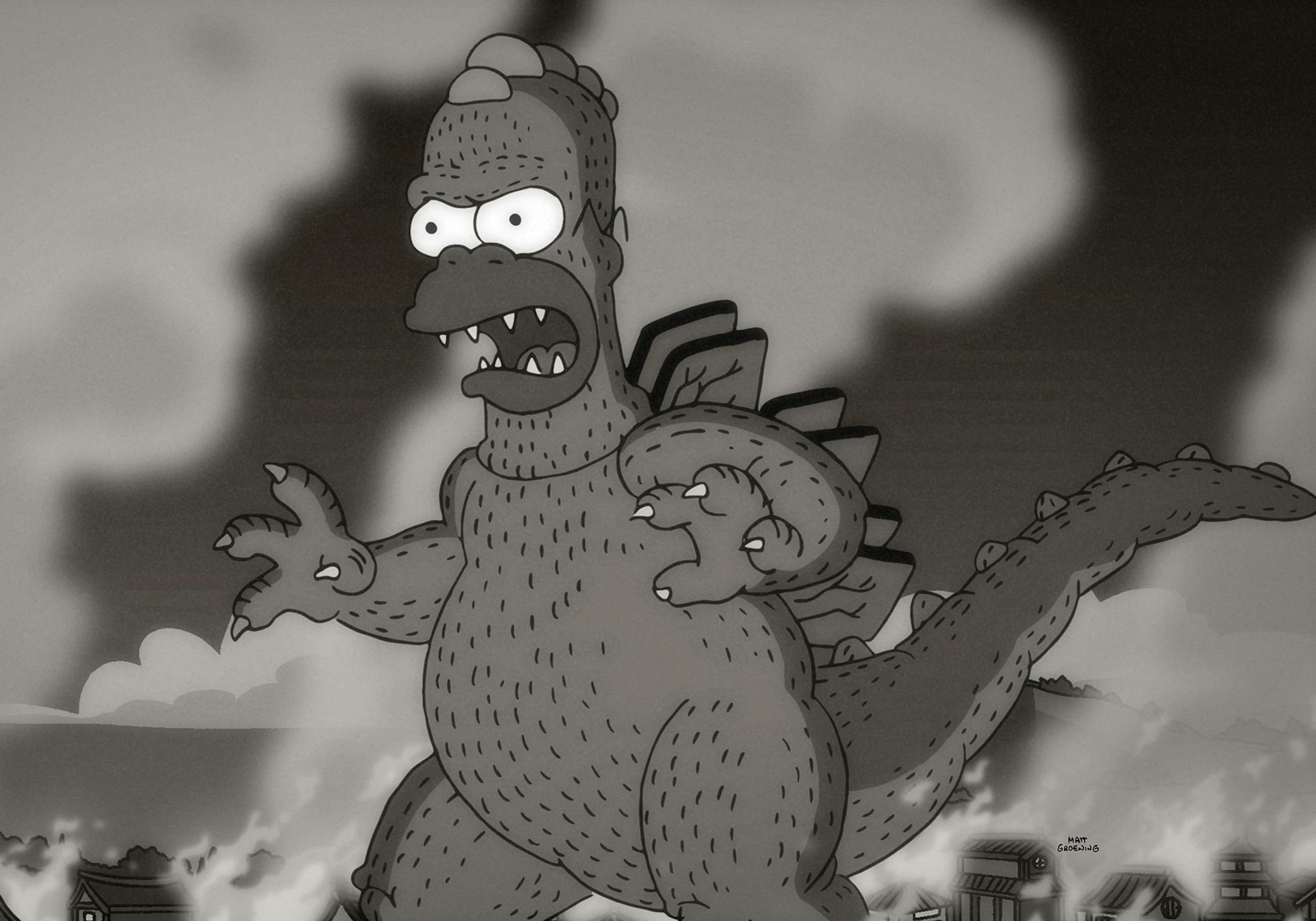 Fox Homer as a doughnut-crazed Godzilla "The Simpsons" "Treehouse of Horror" episode running Sunday, Oct. 25, 2015.