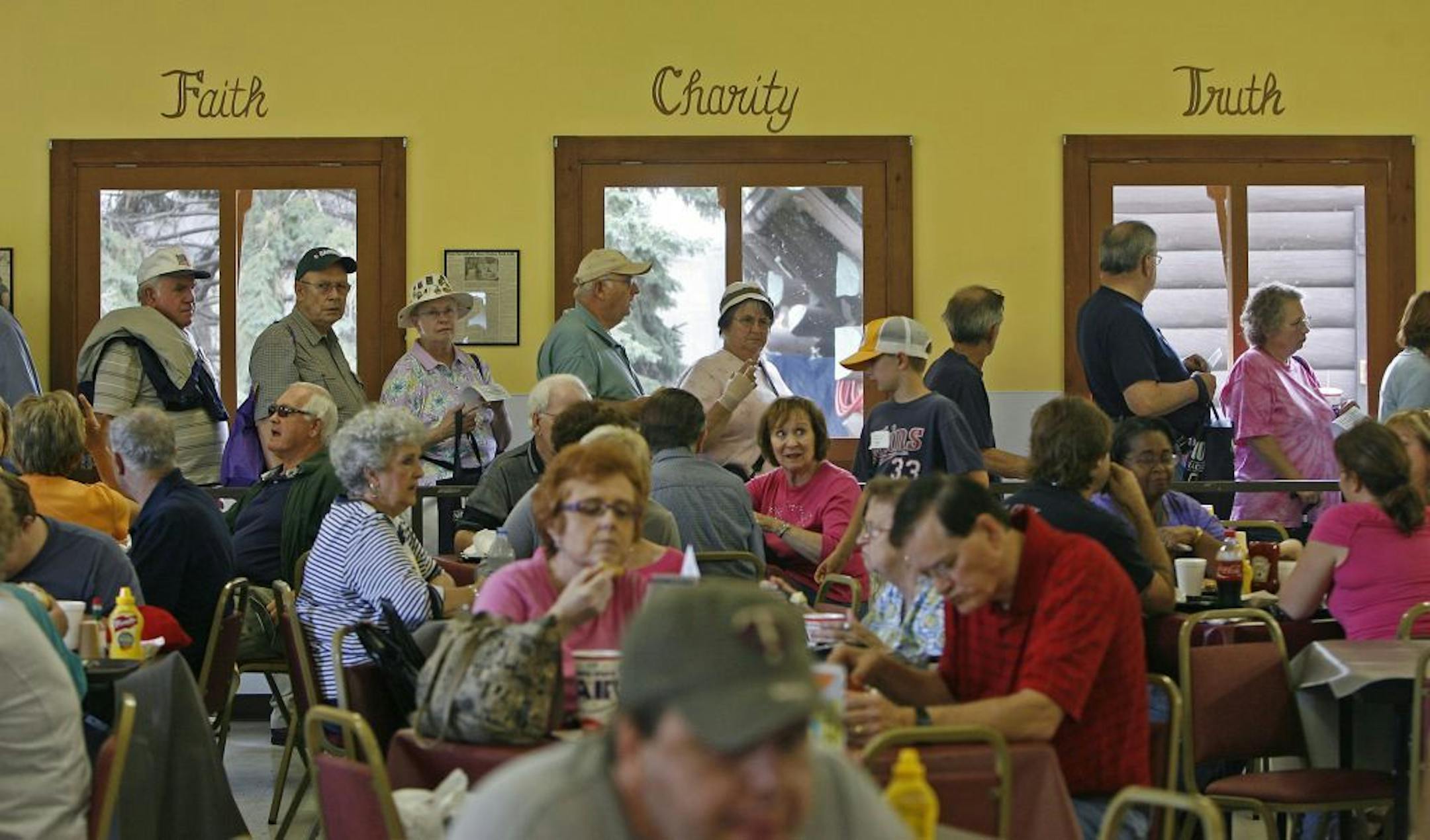 Fairgoers waited in line at the Epiphany Diner at the Minnesota State Fair.