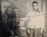 The only known photo of Mary Weishar, photographed in the 1890s with her second husband, George Murch, and one of their daughters.