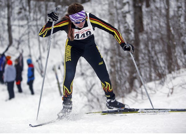 Vivian Hett of Burnsville finished third in the freestyle and second in the pursuit at the girls' Nordic state ski meet Feb. 14 at Giants Ridge in Biw