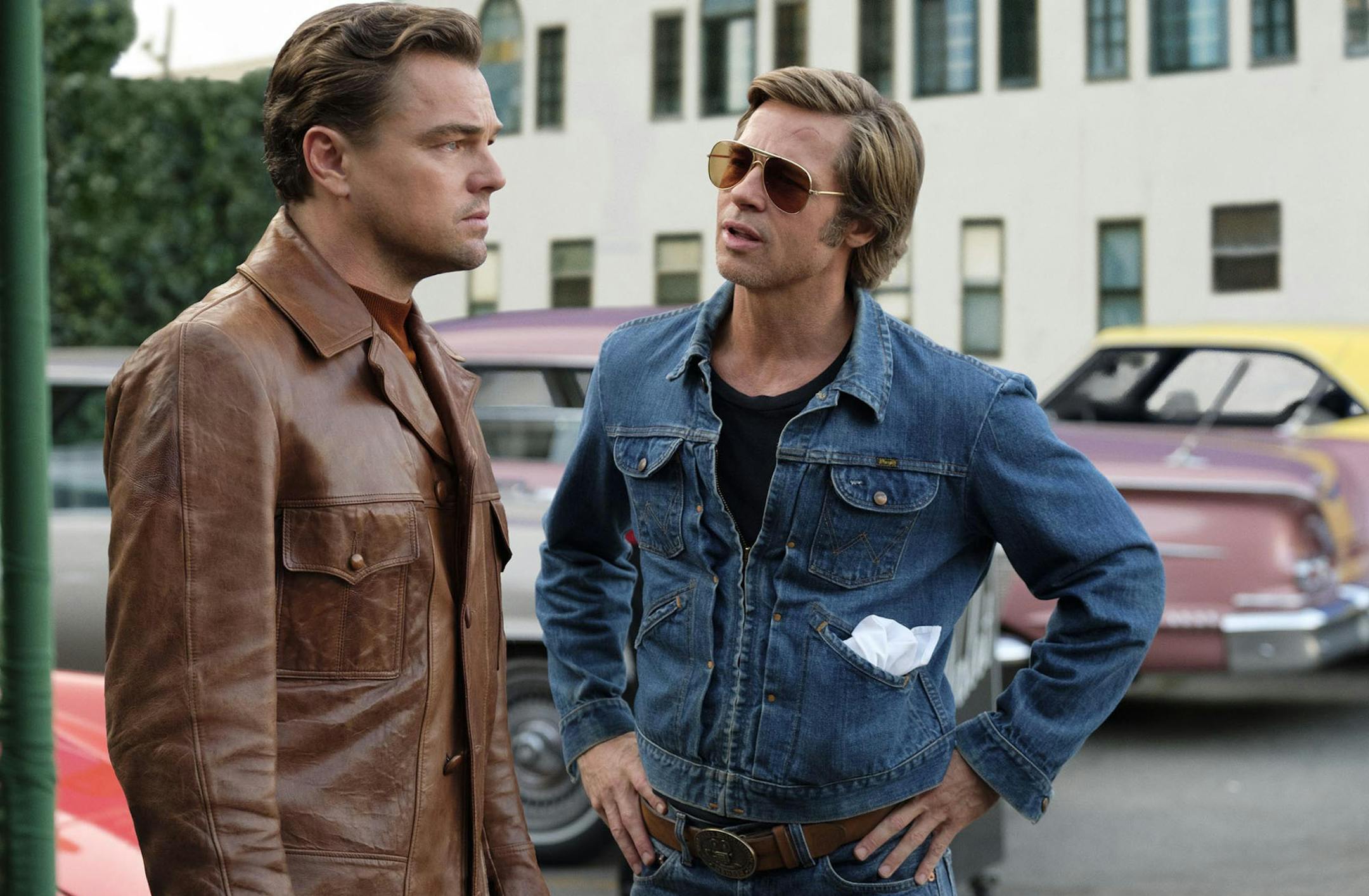 Rick Dalton (Leonardo DiCaprio), left, and Cliff Booth (Brad Pitt) in 'Once Upon a Time in Hollywood.' (Columbia Pictures/TNS) ORG XMIT: 1516734