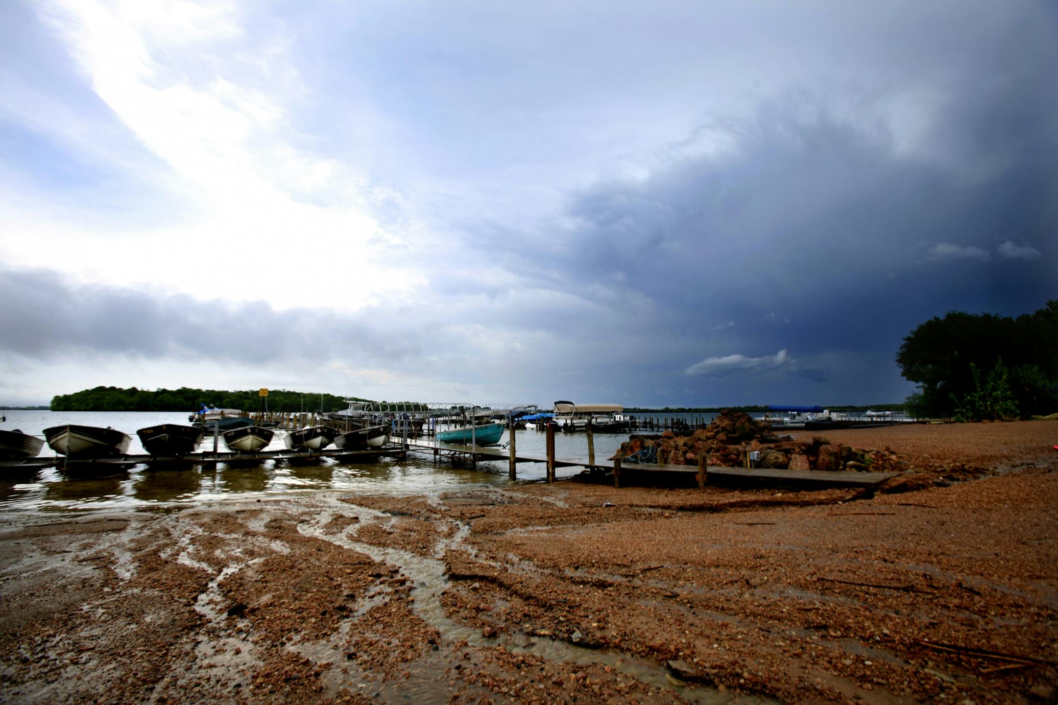 The sky started to clear over Lake Waconia at Mase's In Towne Marina after a rain storm passed thru on May 3, 2012.