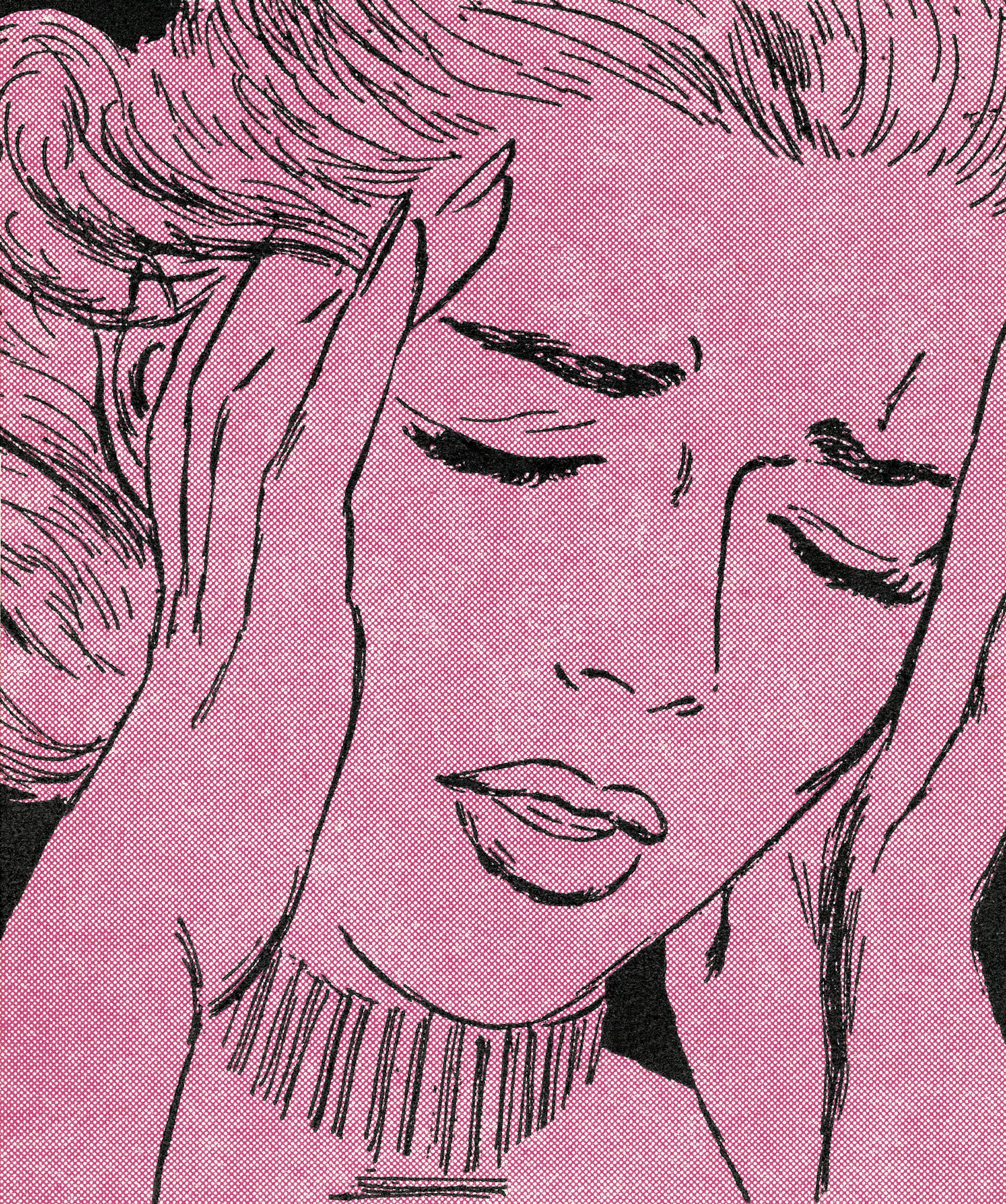 Woman crying, headache, hangover, migraine